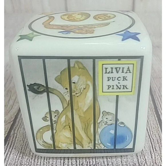 Villeroy & Boch Le Cirque Ceramic Moneybox Piggy Bank 3" Cube Key New Old Stock - Picture 5 of 14